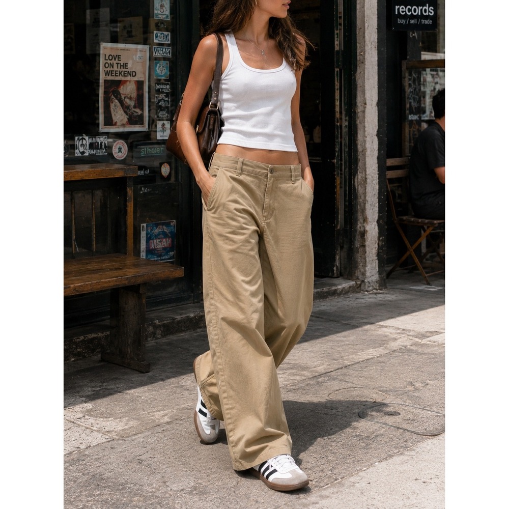 Levi's Baggy Trousers Wide Leg Khaki Chino Pants Unbasic Skate Y2K 30